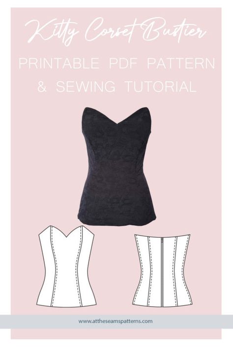 Corset Dress Pattern Free, Bustier Pattern Free, Free Corset Pattern Pdf, Easy Bustier Pattern, Free Corset Pattern, Cut Shirt Designs, Bustier Pattern, Maxi Skirt Tutorial, Corset Sewing