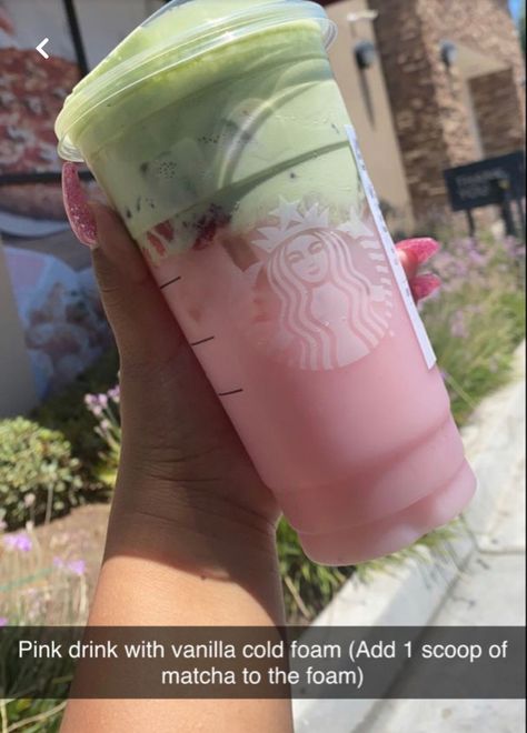 Pink Drink Matcha, Pink Drink With Matcha, Starbucks Drink Menu, Drink Matcha, Starbucks Secret Menu Recipes, Cold Starbucks Drinks, Secret Starbucks Recipes, Iced Starbucks Drinks, Healthy Starbucks Drinks