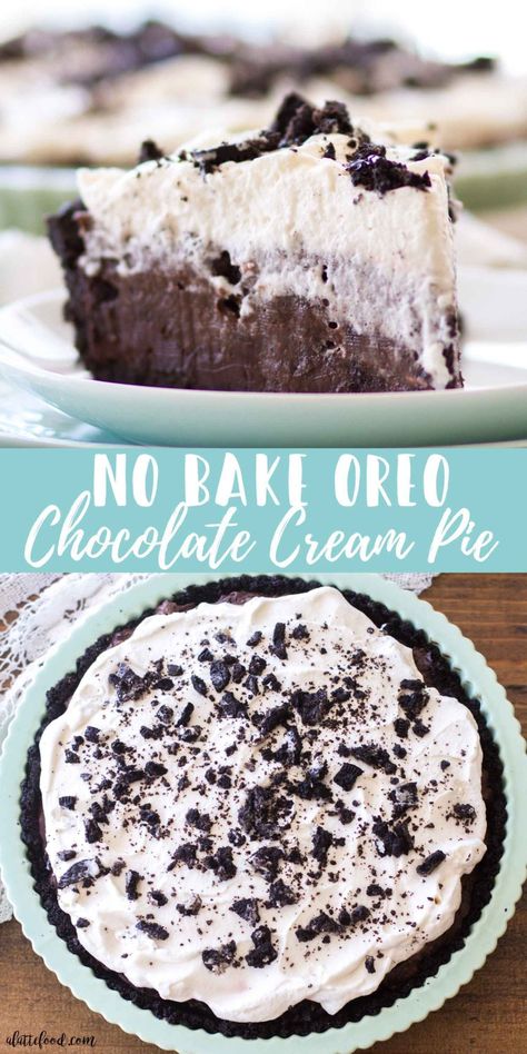 Homemade Chocolate Pie, Cupcakes Oreo, Chocolate Cream Pie Recipe, Icebox Cakes, Oreo Fluff, Oreo Desserts, Dessert Oreo, Oreo Cream, Chocolate Pie Recipes