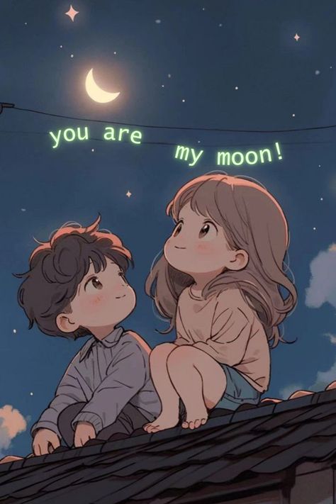 my moon is here 😍 Cute Love Couple Anime, Cute Love Cartoons Couple, Isfp X Infj, Cute Couple Drawings Cartoon, Best Couple Wallpaper, Mkbhd Wallpapers, Love Quotes Videos, Love Is In Small Things, Ft Calls Pictures