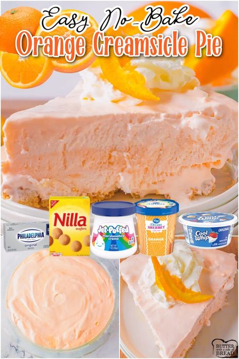 Orange Creamsicle Pie No Bake, Yogurt Cool Whip Pie, Pudding Pies No Bake, Dreamsicle Pie, Citrus Pie, Creamsicle Pie Recipe, Orange Creamsicle Pie, Orange Creamsicle Cheesecake Recipe, Creamsicle Pie