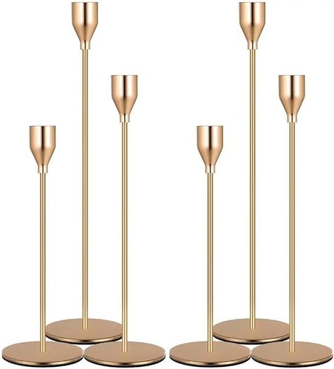 Amazon.com: Denique 2 Sets, 6 PCS French Gold Taper Candlestick Holders Set for Table Centerpiece, Vintage Modern Candle Holders for Home Wedding Decoration : Home & Kitchen