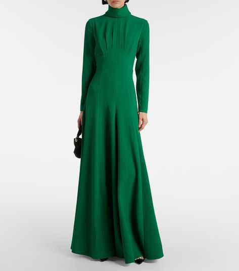 Oakberry maxi dress in green - Emilia Wickstead | Mytheresa Fall Gowns, Royal Outfit, Royal Clothing, Design Blouse, Emilia Wickstead, Royal Outfits, Satin Pumps, Green Midi Dress, Maxi Dress Green