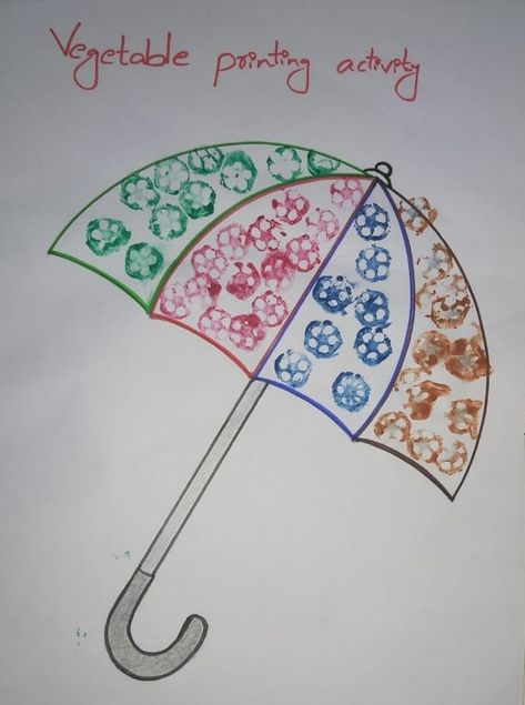 Lady Finger Painting Ideas, Colouring Activity For Kindergarten, Nursery Class Craft Activity, Ladies Finger Drawing, Drawing Activities For Toddlers, Vegetables Activity For Preschool, Vegetables Printing Ideas For Kids, Finger Print Activity For Kids, Lady Finger Painting For Kids