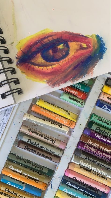 Realistic Eye Drawing Oil Pastel, Colour Pencil Art Sketches, Highlighter Tips, Highlighter Art, Gcse Art Sketchbook, A Level Art Sketchbook, Stunning Hairstyles, Oil Pastel Art, Oil Pastel Drawings