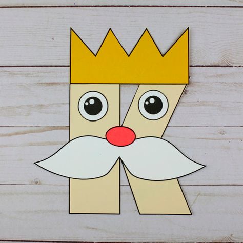 Letter K Craft - K is for King- Uppercase Letter K – Non-Toy Gifts Prek Letter K Activities, K For King Craft, K Is For Craft Preschool, Key Craft Preschool, Letter K Kindergarten, K Letter Craft, K Letter Activities For Preschoolers, K Preschool Crafts, King Craft Preschool