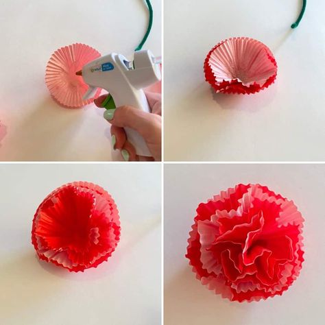 Cupcake Liner Crafts, Cupcake Liner Flowers, Tissue Paper Crafts, Make Flowers, Paper Snowflake, Origami Rose, How To Make Paper Flowers, Forever Flowers, Paper Flowers Craft