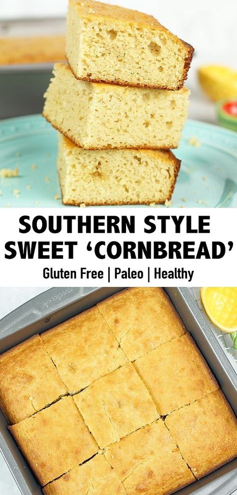 Paleo Cornbread Recipe, Corn Bread Healthy, Healthy Corn Bread, Sweet Corn Bread, Paleo Cornbread, Low Carb Cornbread, Healthy Cornbread, Allergy Diet, Heathy Eats