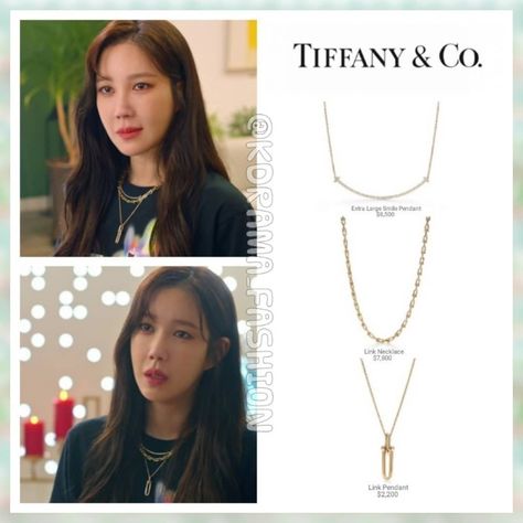 Who: Lee Ji-Ah What: TIFFANY & CO Necklaces Link Pendant $2,200 Link Necklace $7,800 Extra Large Smile Pendant $8,500 Where: Penthouse Season 3 Ep 7 Cr: tiffany.com Tiffany And Co Link Necklace, Tiffany And Co Jewelry Necklace, Tiffany & Co, Tiffany Smile Necklace, Tiffany Co Necklaces, Penthouse Drama, Kdrama Fashion, Tiffany And Co Jewelry, Tiffany And Co Necklace