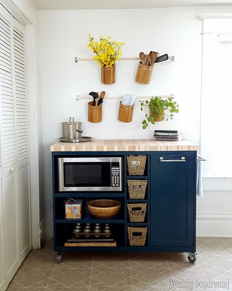 Apartment Kitchen Organization, Small Apartment Kitchen Decor, Apartment Storage, Small Apartment Kitchen, Rolling Kitchen Island, Small Kitchen Organization, Kitchen Island Cart, Kitchen Decor Apartment, Diy Kitchen Storage