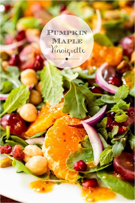 Pumpkin Dressing, Maple Vinaigrette, Pumpkin Salad, Fall Salad, Maple Pumpkin, Autumn Salad, Vinaigrette Recipes, Seasonal Ingredients, Spinach Salad