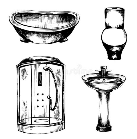 A set of sketches of plumbing , illustration toilet , bathroom royalty free illustration Plumbing Illustration, Shower Sketch, Water Pipes Plumbing, Bathroom Stock, Bathroom Drawing, Toilet Bathroom, Dont Touch My Phone Wallpapers, Free Illustration, Background Illustration