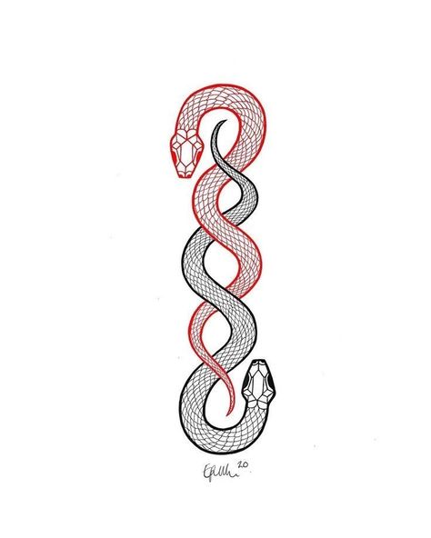 Two Snake Tattoo, Oroborous Snake Tattoo, Two Snakes Tattoo, Gemini Tattoos, Night Tattoo, Snake Tattoo Design, Gemini Tattoo, Two Lovers, Tattoo Style Drawings