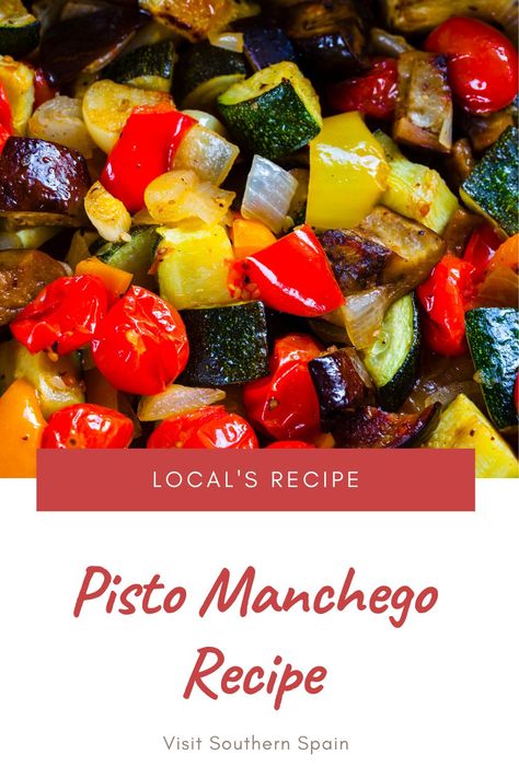 Do you want to try the best Pisto Manchego recipe? This is our recipe for the best summer stew that you definitely must try. The Pisto Manchego recipe is a simple vegetable dish for which you need only a few ingredients. The ripped tomato is the star of this Spanish ratatouille, which dances together with the other vegetables and creates a flavourful and light veggie stew, just perfect for warm days. Don't believe our word, try it now! #pistomanchego #pisto #vegetablestew #spanishratatouille Spanish Vegetable Recipes, Spanish Veggie Dishes, Vegetarian Spanish Food, Spanish Veggies, Spanish Pisto Recipe, Portuguese Vegetable Soup Recipes, Manchego Recipes, Summer Stew, Ratatouille Ingredients