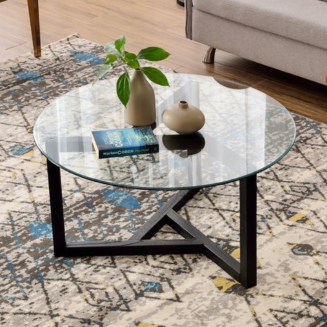 Free 2-day shipping. Buy Glass Coffee Table, 35.4“ Round Coffee Table with Sturdy Wood Base, Modern Cocktail Table with Tempered Glass Top, Round Center Table Sofa Table for Living Room, Easy Assembly, L2157 at Walmart.com Round Center Table, Modern Cocktail Tables, Modern Glass Coffee Table, Modern Cocktail, Round Glass Coffee Table, Coffee Table Modern, Round Coffee Table Modern, Round Cocktail Tables, Industrial Coffee Table