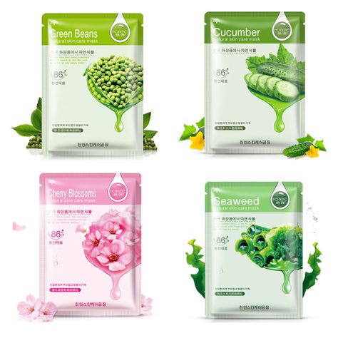 HanChan Skin Care Plant Facial Mask Moisturizing Oil Control Whitening Face Masks Multi Extract Makeup Products Face Mask Packaging, Herbal Mask, Pie Packaging, Whitening Face Mask, Skin Care Routine For Teens, Aloe On Face, Face Mask For Pores, Flower Mask, Skin Care Face Mask