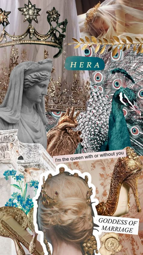 Greek Goddess Moodboard, Ancient Goddesses Aesthetic, Greek God Collage, Greek Gods And Goddesses Aesthetic Wallpaper, Hera Greek Goddess Aesthetic, Ancient Gods Aesthetic, Hera Goddess Wallpaper, Hera Aesthetic Goddess, Hera Asthetic