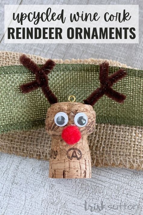 You’ll love this Easy DIY craft for Christmas! Turn wine corks into festive Christmas tree décor with this darling tutorial for upcycled wine cork reindeer ornaments. With just a few craft supplies and wine corks, you can make Rudolph and Santa’s whole sleigh team! #IdeasForTheHome #Kenarry Craft Group Ideas For Adults, Wine Cork Crafts For Kids, Champagne Cork Ornaments, Cork Reindeer Ornaments, Raindeer Crafts, Wine Cork Reindeer, Champagne Cork Crafts, Cork Reindeer, Craft For Christmas