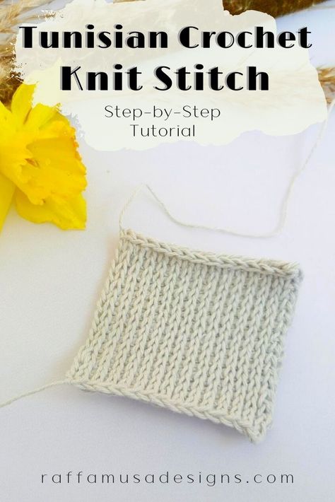 Learn how to crochet the Tunisian crochet knit stitch with this free, step-by-step guide. The knit stitch is a beautiful afghan stitch pattern that will look just like knitting. The knit stitch is very versatile and can be used for garments and blankets! You'll just love it! #crochet #tutorial #stitch #tunisian #afghan #afghanstitch #tunisianstitch #pattern #fauxknit Tunisian Crochet Knit Stitch Tutorial, Tunisian Knit Stitch Crochet, Tunisian Crochet Knit Stitch, Tunisian Afghan, Crochet Knit Stitch, Tunisian Knit Stitch, Crocheting Tips, Tunisian Crochet Blanket, Afghan Stitch