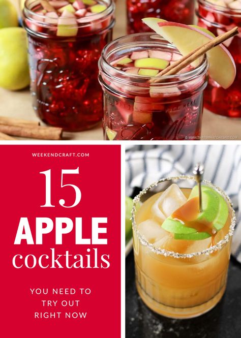 15 Apple cocktails you need to make this Fall. Perfect for Fall parties and Thanksgiving. Easy apple cocktail recipes. #FallCocktails #cocktails #Fall #Apple #AppleCocktails Whiskey Apple Cider, Apple Cocktails, Spiked Apple Cider Recipe, Apple Cocktail Recipes, Apple Cider Sangria Recipe, Cider Cocktail Recipes, Apple Pie Cocktail, Easy Sangria Recipes, Spiked Apple Cider