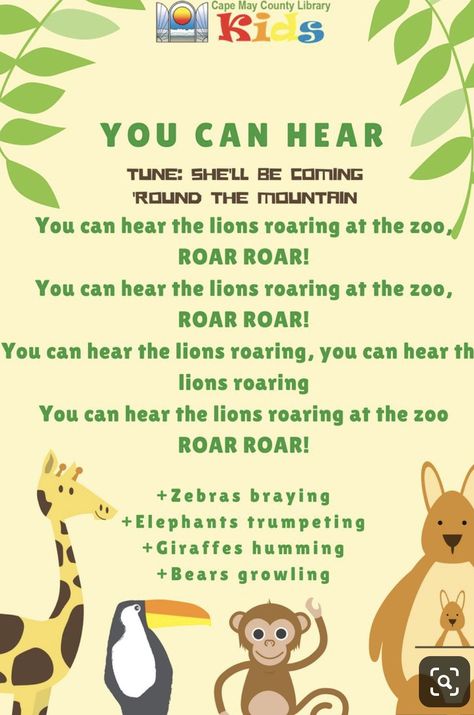 Zoo Song, Zoo Songs, Animal Songs, Zoo Preschool, Library Programming, Circle Time Songs, Kindergarten Songs, Zoo Theme, Classroom Songs