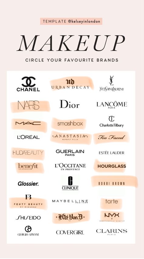 Makeup Brand Name Ideas, Popular Makeup Brands, Makeup Names, Really Funny Quotes, Best Makeup Brands, Makeup Companies, Bond Paper Design, Fancy Watches, Makeup Board