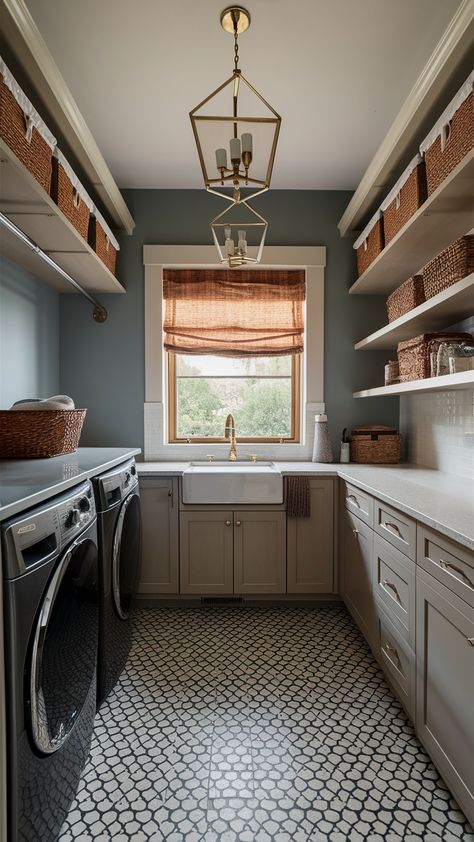 Earth Tone Laundry Room, Bold Laundry Room, Unique Wall Decor, Cool Walls, Earth Tones, Vintage Finds, Laundry Room, Decor Ideas, Living Spaces