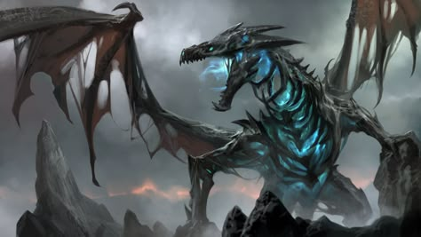 Dracolich - Undead -- DnD Monsters #Dracolich #DungeonCrawling #DnD #Monsters #Undead #Dragon #Inspiration #Magic #Fantasy #JRusso Dracolich Art, Undead Dragon Art, Fantasy Undead, Undead Dragon, Undead Monster, Dragon Dnd, Dragon Inspiration, Dragon Magic, Monster Artwork