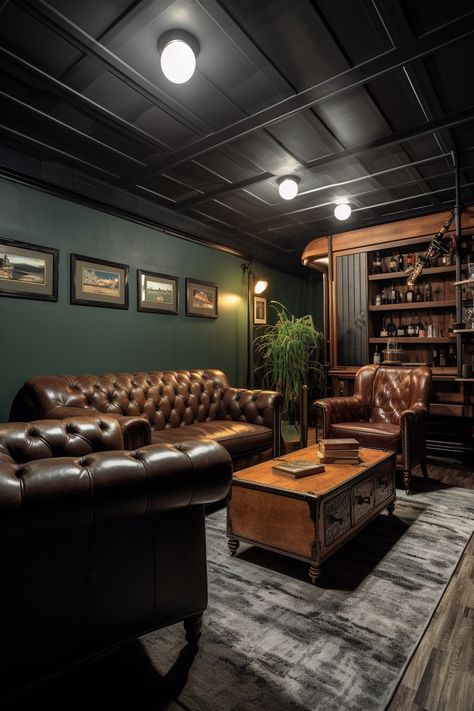 Painting Ideas Home, Home Painting Ideas, Home Lounge Room Bar, Officine In Garage, Pub Interior Design, Bar Lounge Room, Rustic Basement Bar, Home Ideas Kitchen, Speakeasy Decor