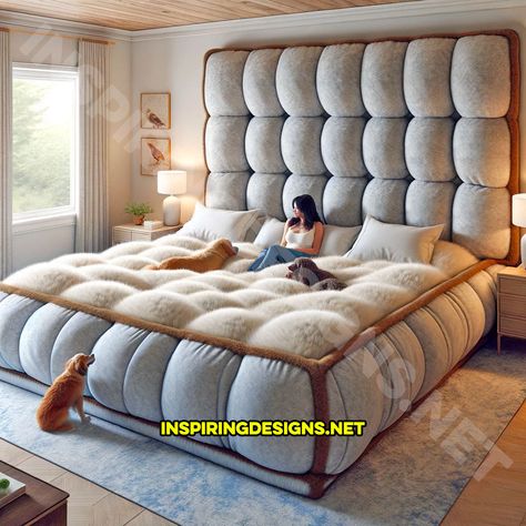 These Giant Dog Beds for Humans Offer a Plush Retreat for You and Your Pooches Creative Dog Bed, Giant Dog Beds, Beautiful Bedroom Furniture, Comfy Beds, Cozy Beds, Big Bed, Beautiful Bedroom Decor, Fluffy Bedding, Big Beds