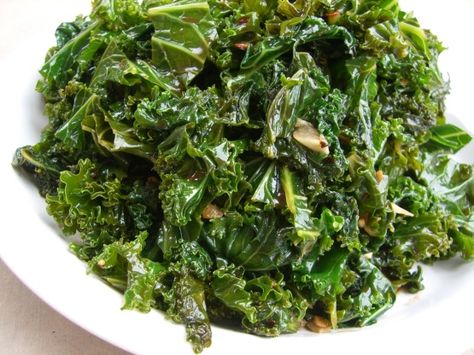 I LOVE kale and this is how I like to  make it almost every time.  Im a hot pepper flake chick, but if thats too much for you, just leave it out!  Great as a side dish, but I can eat this as my main meal, maybe just add some chickpeas or cannelini beans in at the end, amazing! Kale Vegetable, Kale Recipe, Chopped Kale, Salad Kale, Sauteed Kale, Kale Recipes, Hot Pepper, Healthy Sides, Clean Eats