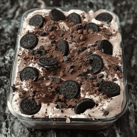 Oreo Mud Pie - Recipes, Tasks & Tools Double Chocolate Oreo Halloween Dirt Cake, Dairy Free Oreo Pie, Oreo Moose Dessert, Mud Dessert Recipe, Oreo Mud Cake, Mudpie Recipe, Oreo Mud Pie Recipe, Oreo Mud Pie, Mudslide Cake