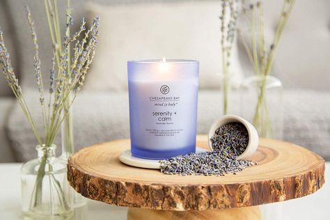 Chesapeake Bay Candle Scented Candle, Serenity + Calm (Lavender Thyme), Medium Jar, Home Décor, Chesapeake Bay Candles, Rosen Box, Lavender Benefits, Jar Candles, Chesapeake Bay, Lavender Scent, Colorful Candles, White Elephant Gifts, Natural Essential Oils