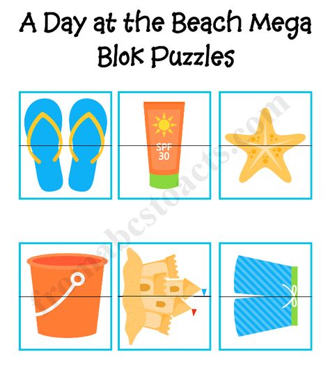 Beach Mega Blok Puzzles Beach Theme Preschool, Summer Puzzle, Summer Activities For Toddlers, Toddler Lessons, Beach Week, Vbs 2024, Summer Preschool, Spring Preschool, Puzzles For Toddlers