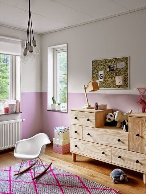 Half Painted Walls Purple Kids Room, Eclectic Kids Room, Pella Hedeby, Half Painted Walls, Interiors Dream, Kids Interior, Big Girl Rooms, Ikea Hacks, Child's Room