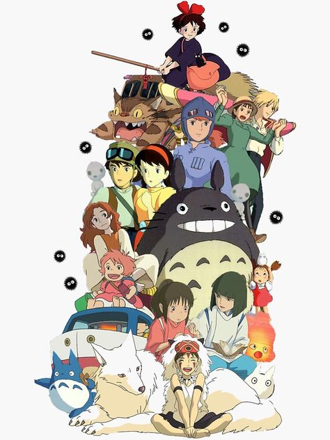 Ghibli stickers featuring millions of original designs created by independent artists. Decorate you... Art Studio Ghibli, Studio Ghibli Tattoo, Studio Ghibli Fanart, Personajes Studio Ghibli, Ghibli Tattoo, Studio Ghibli Background, Chihiro Y Haku, Studio Ghibli Characters, Ghibli Artwork