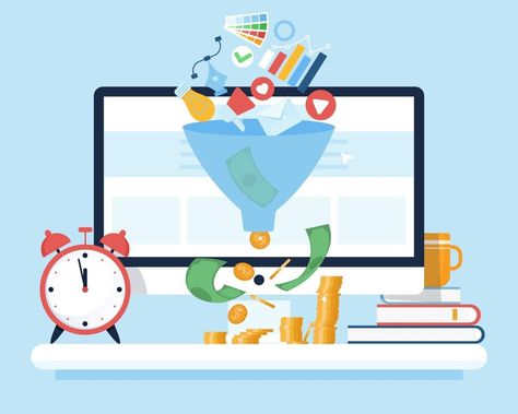 Monetization tips. Sales funnel analysis, Purchase funnel concept. SMM Web Illustration, Flat Web, Business Savvy, Revenue Streams, Sales Funnel, Create Digital Product, Illustration Character, Website Content, Sales Funnels