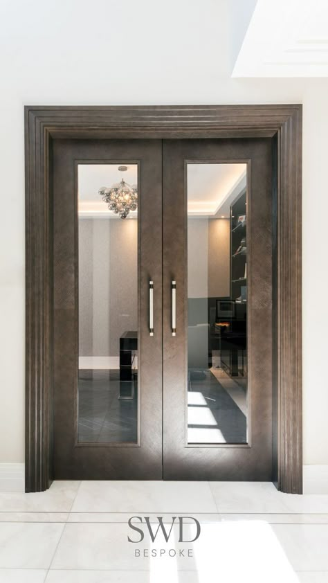 SWD Bespoke Internal Door Design Wooden Glass Door, Internal Wooden Doors, Stained Doors, Glazed Doors, Walnut Doors, Living Room Door, Double Front Doors, Room Door Design, Door Design Modern