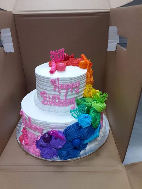 Rainbow 2 tier cake Birthday Sheet Cakes, 2 Tier Cake, Sheet Cakes, Tier Cake, Rainbow Cake, Sheet Cake, Tiered Cakes, Rainbow, Cake