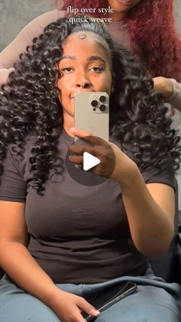 Clarksville TN Hairstylist on Instagram: "flip over quick weave + wand curls🎀🎀🎀 HAIR @strandzbynicole_   self care is one click away! Link in bio🫶🏽  #quickweaves #flipover #fypシ #exploremore #clarksvillehairstylist #wigstylist #wandcurls #naturalquickweave #explore" Wand Curl Flip Over, Deep Wave With Wand Curls, Flip Over Sew In Wand Curls, Quick Weave Wand Curls, Push Over Quick Weave, Deep Wave Flip Over Quick Weave, Flip Over Method Quick Weave Curly, Flip Over Quick Weave Wand Curls, Flip Over Quick Weave Deep Wave