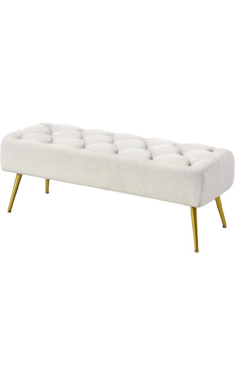 Yaheetech Modern Ottoman Bench Boucle Bench Upholstered Footrest for Living Room with Gold Metal Legs and Padded Seat Ivory. As an Amazon Associate I earn from qualifying purchases. Modern Ottoman Bench, Boucle Bench, Modern Ottoman, Bench Upholstered, Upholstered Bench, Ottoman Bench, Gold Metal, Ottoman, Bench