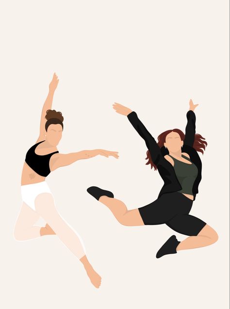 Dance Illustration Art Aesthetic, Bff Illustration Art, Dancing Illustration Art, Dance Wallpaper Aesthetic, Dance Illustration Art, Dance Aesthetic Wallpaper, Dance Duet Poses, Dance Presents, Dance Wallpapers