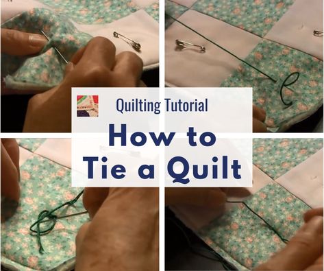 Hand tying a quilt is a fast and effective method of holding the quilt layers together. Learn how tie a quilt with this tutorial. How To Tie Quilts, How To Hand Tie A Quilt, Tying A Quilt, Disney Princess Quilt, Princess Quilt, Sewing Machine Instruction Manuals, Paper Piecing Tutorial, Sewing Machine Instructions, Quilt Layers