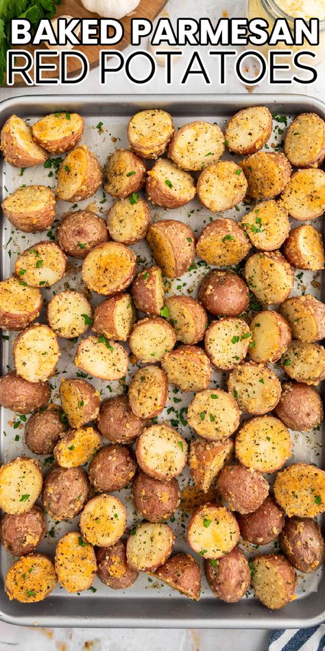 Parmesan Red Potatoes, Parmesan Roasted Red Potatoes, Roasted Baby Red Potatoes, Baked Red Potatoes, Oven Roasted Red Potatoes, Easy Roasted Potatoes, Bread Booze Bacon, Red Potato, Garlic Red Potatoes