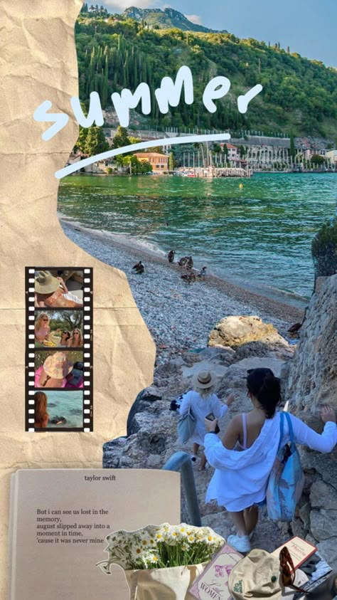 Digital Photo Album Ideas, Diy Memory Collages, Collage Art Magazine Ideas, Summer Photo Collage, Vacation Collage, Collage Pinterest, Canva Collage, Summer Magazine, Photoshop Magazine