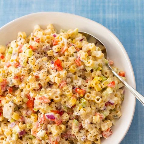 Southern Macaroni Salad Macaroni Salad With Pineapple, Dish To Pass, Southern Macaroni Salad, Salad With Pineapple, Chow Chow Relish, Easy Ice Cream Sandwiches, Breakfast Burritos Frozen, Party Side Dishes, Classic Macaroni Salad