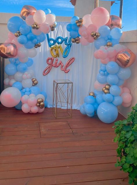 Seemantham Decoration, Baby Shower Cake Designs, Gender Reveal Baby Shower Themes, Baby Shower Decoration Ideas, Gender Reveal Party Theme, Decoration For Party, Gender Reveal Themes, Baby Shower Deco, Baby Reveal Party