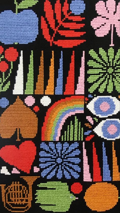 Folk Art Cross Stitch, Contemporary Cross Stitch, Colorful Cross Stitch Patterns, Embroidery Theme, Contemporary Cross, Colourful Cross Stitch, Cross Stitch Sampler Patterns, Cross Stitch Geometric, Tiny Cross Stitch