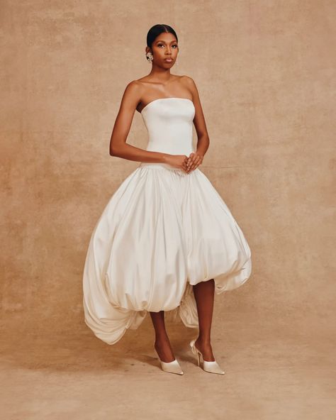 Hanifa Bridal Fall 2024 [PHOTOS] Flair Gown, The Modern Bride, High Low Skirt, Bridal Inspo, Bride Makeup, Satin Top, Love At First, Modern Bride, Love At First Sight