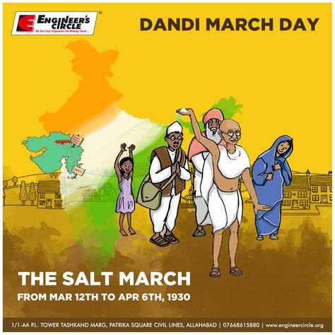 In all the stirring annals of our Freedom Movement, few events are as dramatic, inspiring and significant as the historic Dandi March led by the Father of our Nation-Mahatma Gandhi. #DandiMarch #FreedomStruggle #ECAllahabad Dandi March Poster, Dandi March Drawing, Dandi March, Gandhi Poster, Gandhi Photos, Mahatma Gandhi Photos, Gandhi Ji, Freedom Movement, Memory Drawing